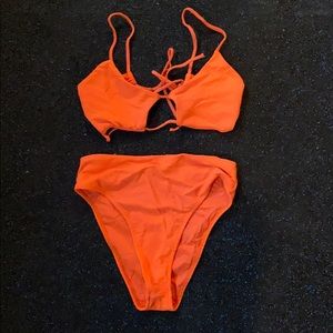 Neon orange frankies bikini set